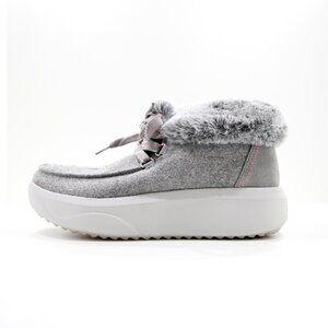 Skechers BOBS Skipper Wave Gray Suede Faux-Fur Lined Platform Boots - 7.5